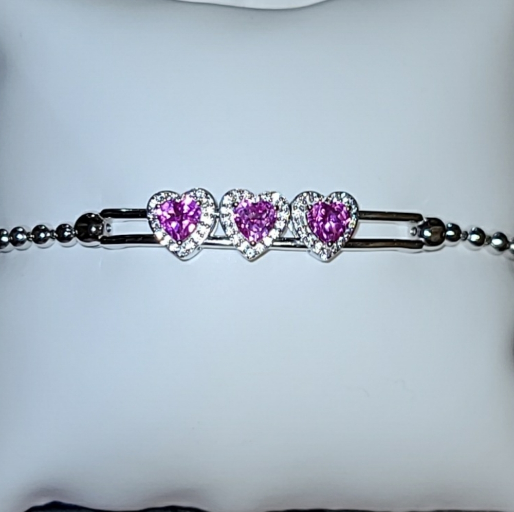 Pink and white sapphire bracelet